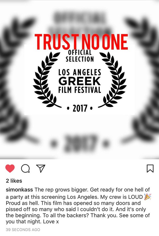Trust No One will be screened at the Los Angeles Greek Film Festival!