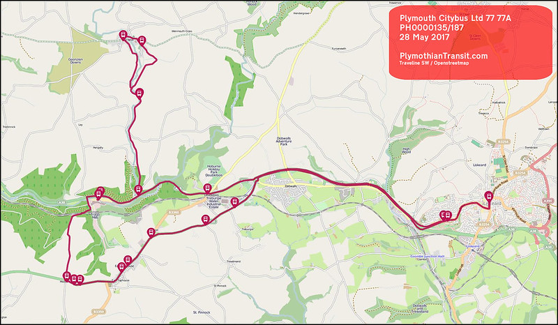 2017 05 28 PLYMOUTH CITYBUS LTD ROUTE-077 MAP