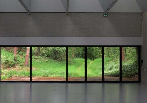 Windows looking over Kroller Muller Sculpture Garden near Utrecht in Holland