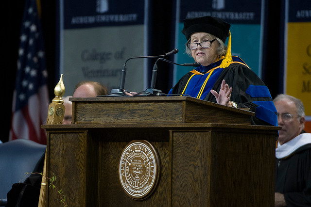 Leah Rawls Atkins speaks at an Auburn University commencement ceremony.