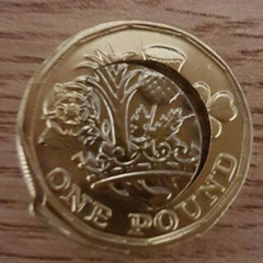 One pound coin with gap around center