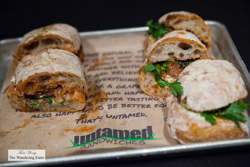 Bob Dominik (tomato braised beef meatballs, herbs, black garlic butter, whipped goat cheese) by Untamed Sandwiches
