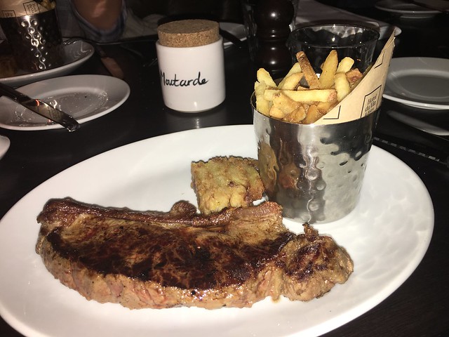 steak dinner at hotel du vin,  with french fries