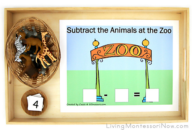 Subtract the Animals at the Zoo Tray