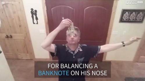 Record for balancing banknote on his nose