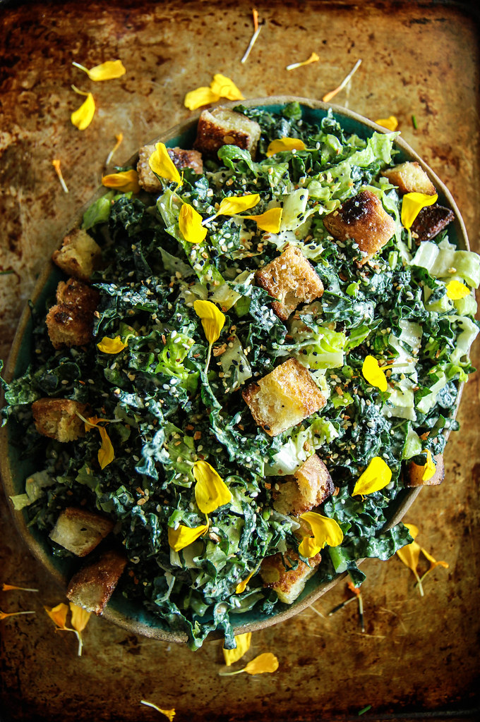 Vegan Kale Ceasar Salad from HeatherChristo.com