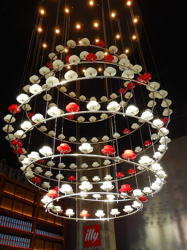 Chandelier made of coffee cups