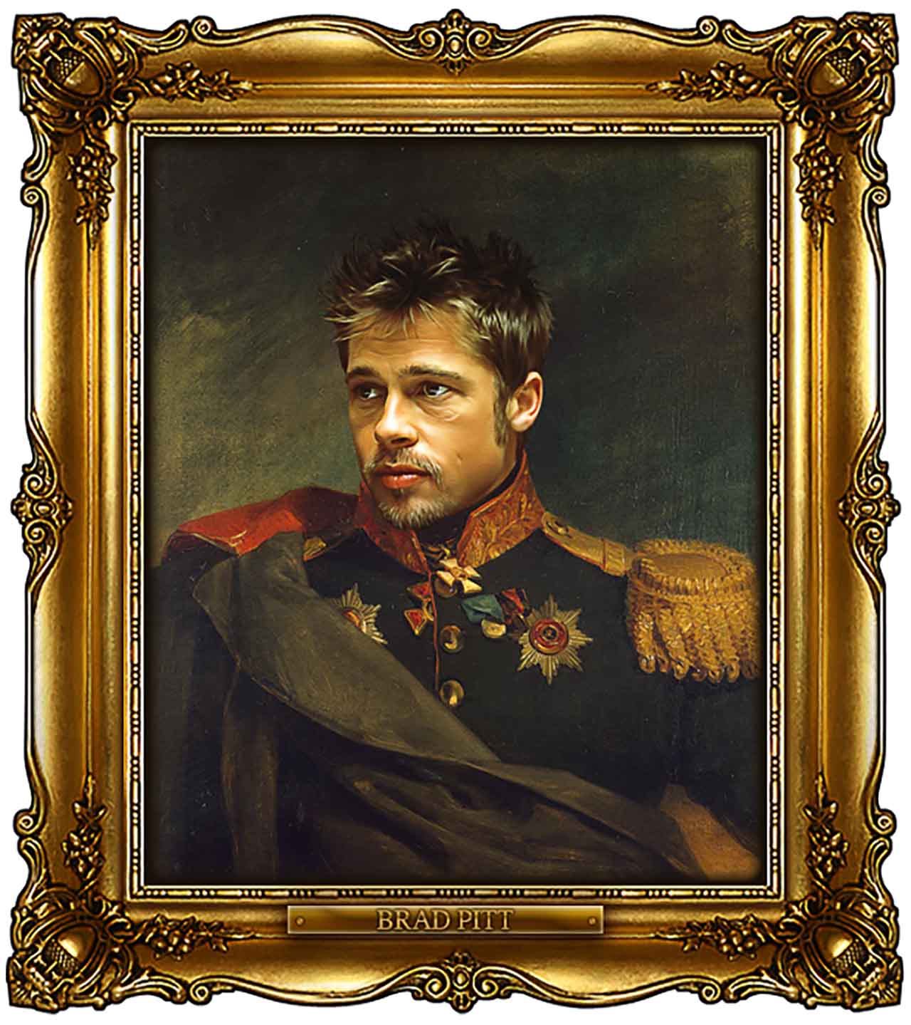 Artist Turns Famous Actors Into Russian Generals - Brad Pitt