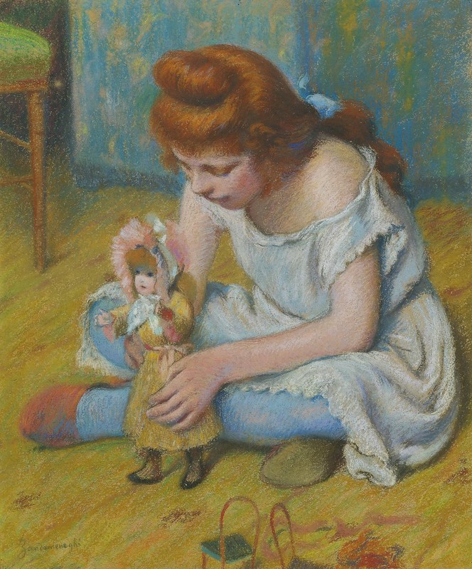 Federico Zandomeneghi - Enfant jouant a la poupée