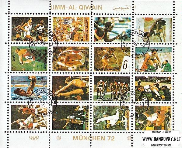 Známky Ajman 1972 Letné olympijské hry 72, razítkovaný hárček