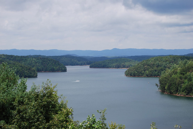 Philpott Lake with the Blue Ridge Mountains as the backdrop and Franklin County Va when you day trip from Fairy Stone State Park