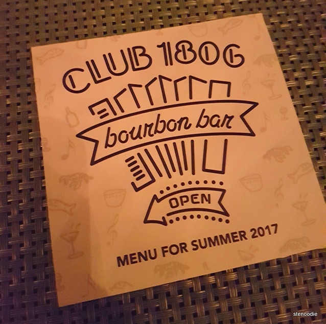 Club 1806 Bourbon Bar menu