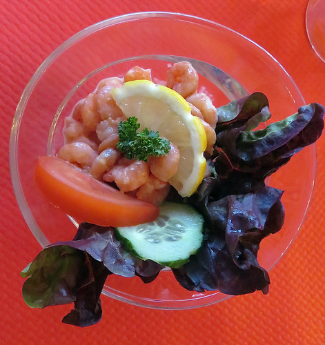 The shrimp appy, part of out three-course dinner in Bernay, France