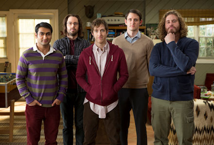 The cast of Silicon Valley: Dinesh, Gilfoyle, Richard, Jared and Erlich.