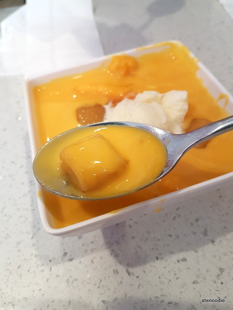 taro ball in mango dessert