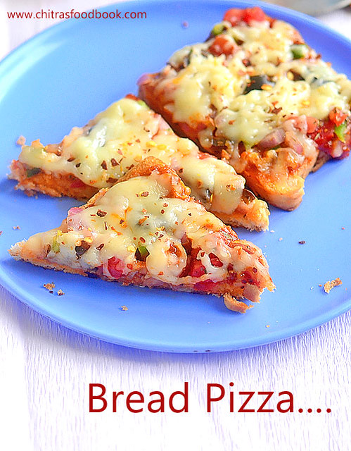 Bread pizza recipe on tawa, oven, microwave(with video)