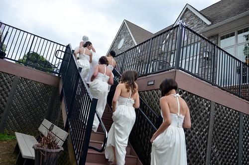 Bridesmaids headed upwards