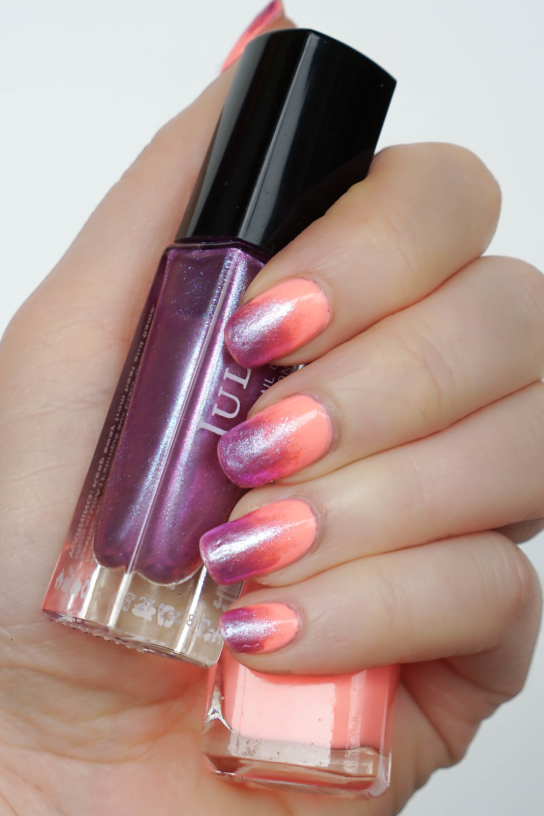 Creamsicle Orange and Iridescent Purple Gradient Manicure RickyColor in Night at the Stalkhouse Julep Nail Polish in Regina