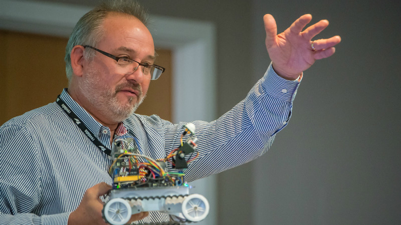 The audience at the recent Engage Awards were treated to lively and interactive presentations from our six finalists including this lesson in robotics from Rob Wortham.