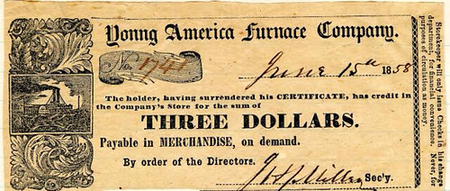 Young America Furnace Cmpany $3 note