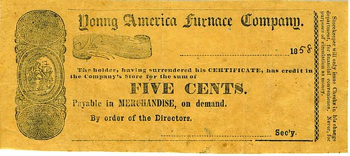 Young America Furnace Cmpany 5c note