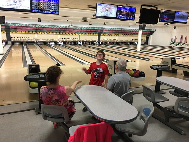 Bowling with Papa Kirk and Grandma Ella