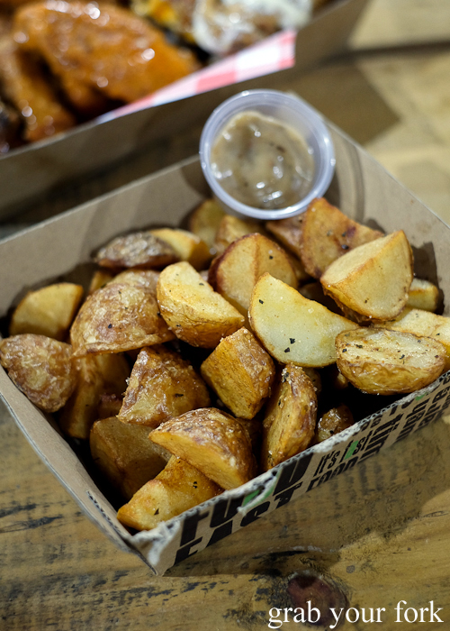 Cajun potatoes from Blumont Chicken at Paddy's Night Food Markets
