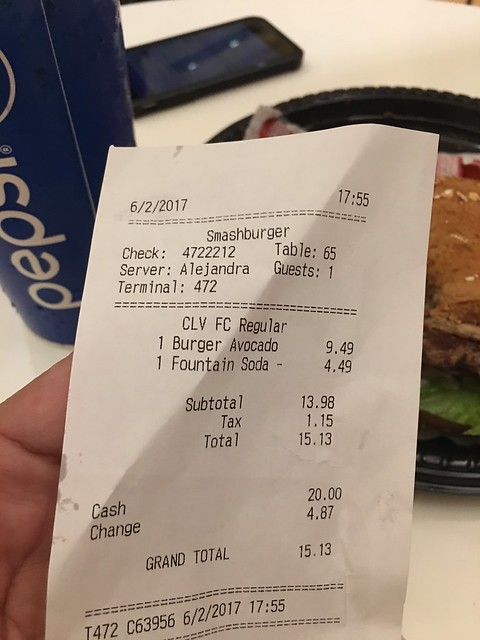 vegas 296 Smash Burger receipt