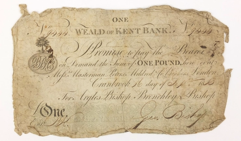 1813 Weald of Kent One Pound Banknote