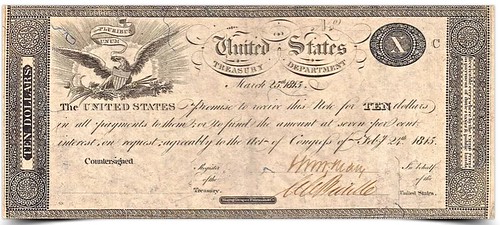 1815 Ten Dollar Treasury note