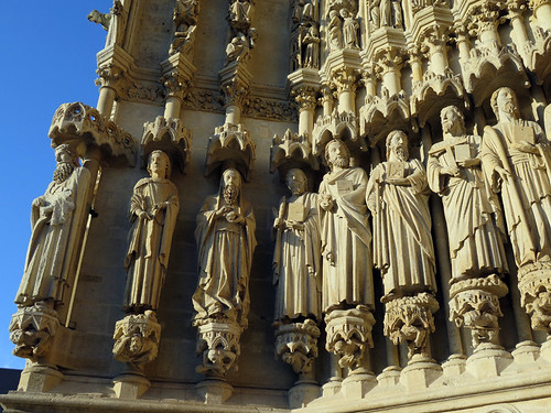 A mass of saints at the entrance to the cathedral in Amiens, France