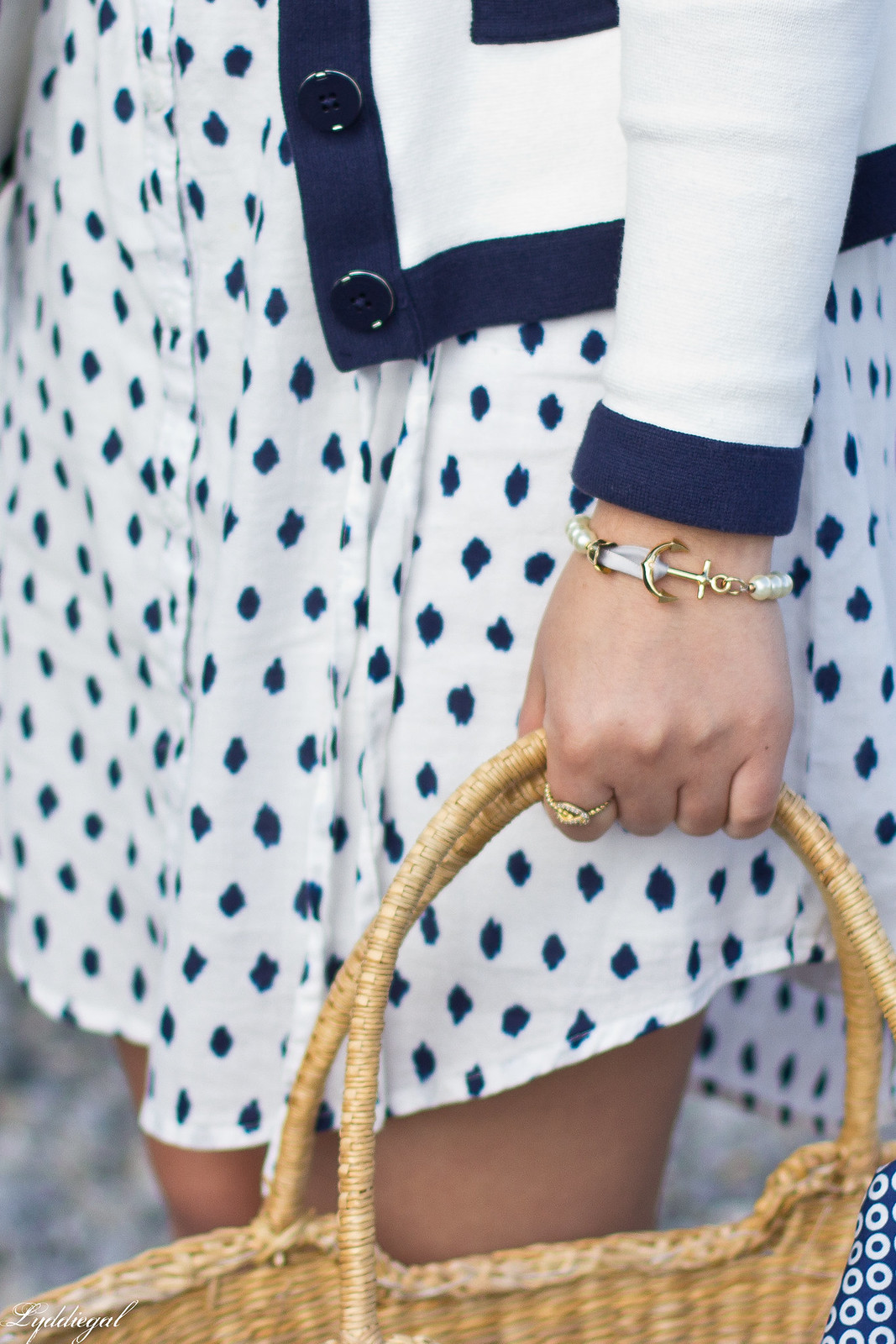 polka dot shirt dress, cardigan, straw market bag-7.jpg
