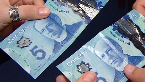 Splice and tape Canada counterfeit banknote