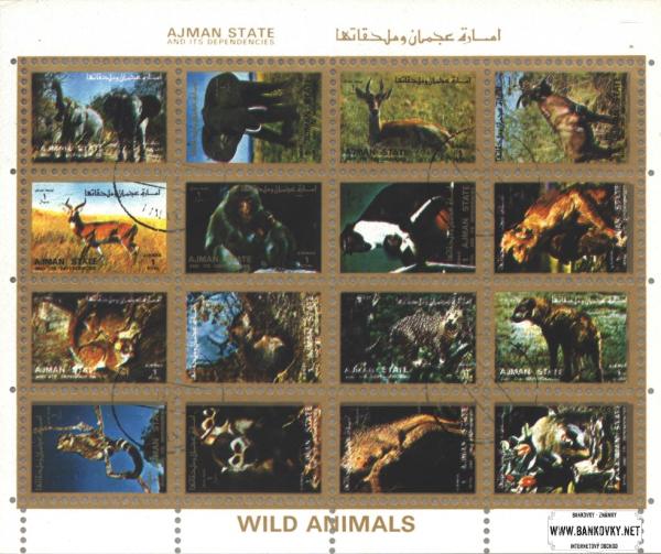 Známky Ajman 1972 Africké cicavce, razítkovaný hárček