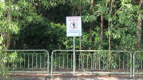 No tresspassing sign off East Coast Park