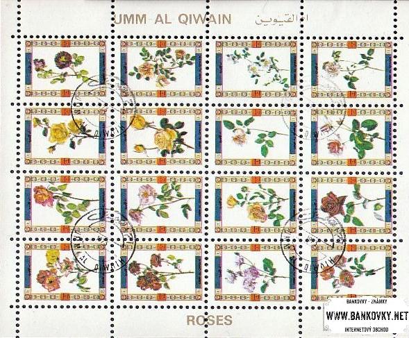 Známky Ajman 1972 Kvety - ruže, razítkovaný hárček