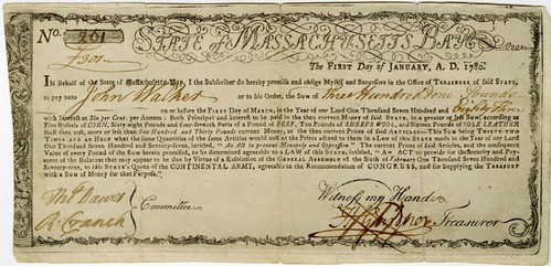 Massachusetts Bay check 1780