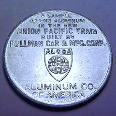 1934 Union Pacific Alcoa Aluminum Medal reverse