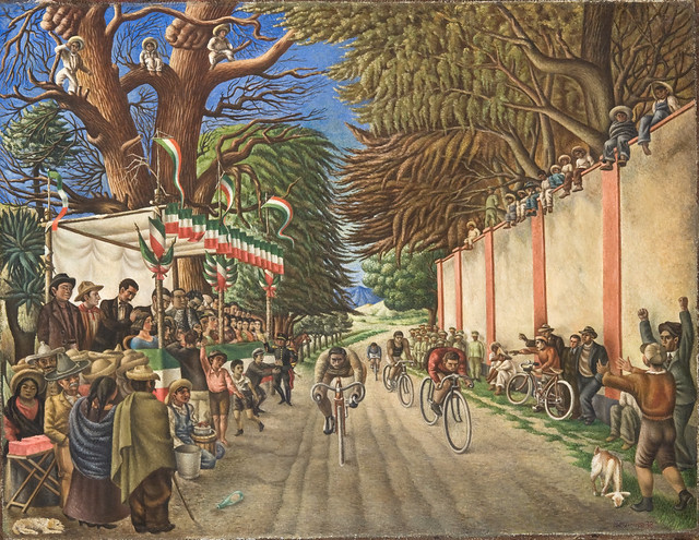 Antonio Ruiz, Bicycle Race, 1938, oil on canvas, Philadelphia Museum of Art, purchased with the Nebinger Fund. From 40 years of Mexican Modern Art at the Museum of Fine Arts Houston 
