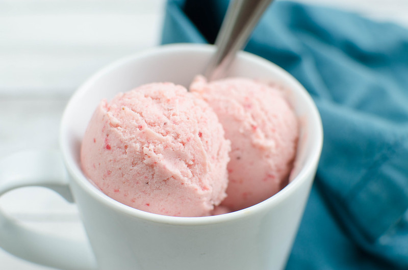 Paleo Strawberry Ice Cream - a healthier way to do ice cream. Only 4 ingredients and super delicious!