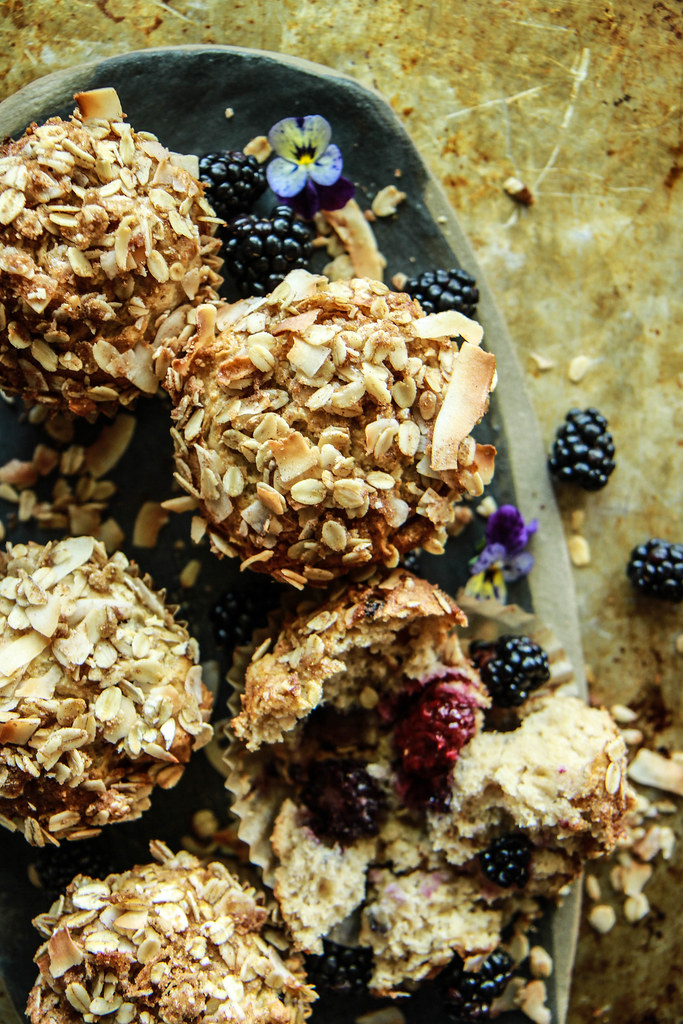 Blackberry Coconut Oatmeal Muffins (Vegan and Gluten Free) from HeatherChristo.com
