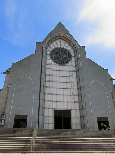 The modern exterior of the Lille Cathedral in France