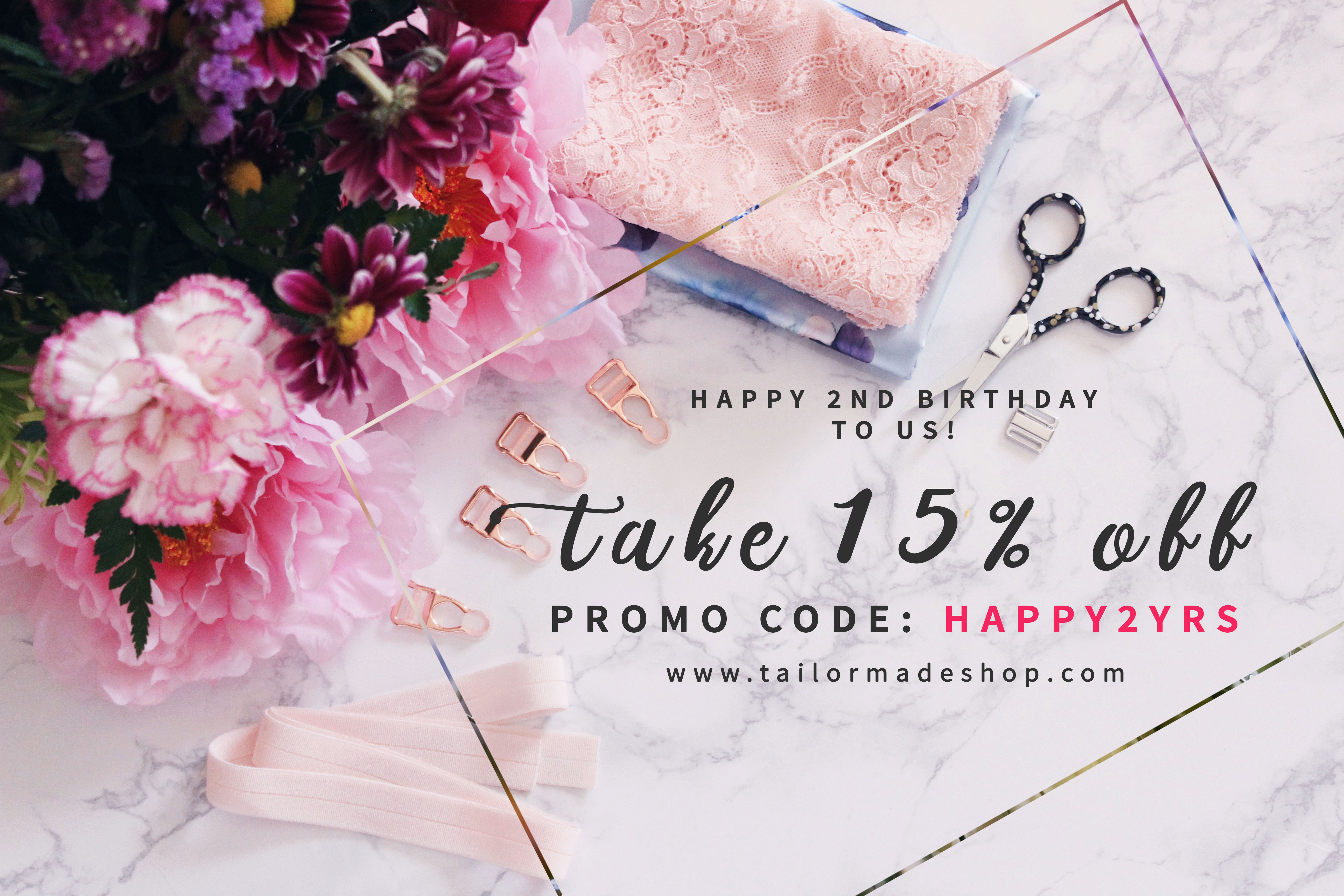Tailor Made Shop Memorial Day Sale 2nd Birthday Sale 15% Off Coupon Discount