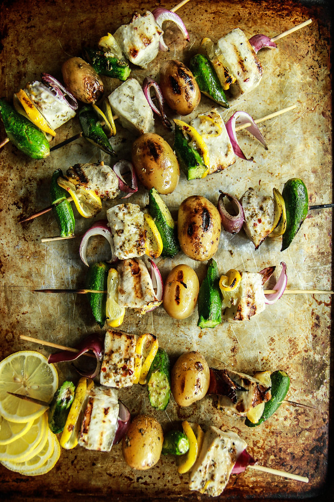 Grilled Swordfish Skewers from Heatherchristo.com