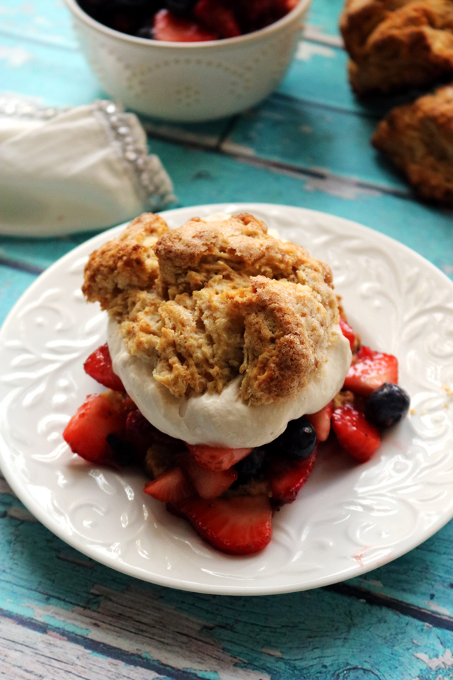 Red, White, and Blue Brown Sugar Berry Shortcakes