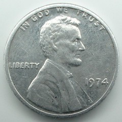 Fake 1974 Aluminum cent obverse