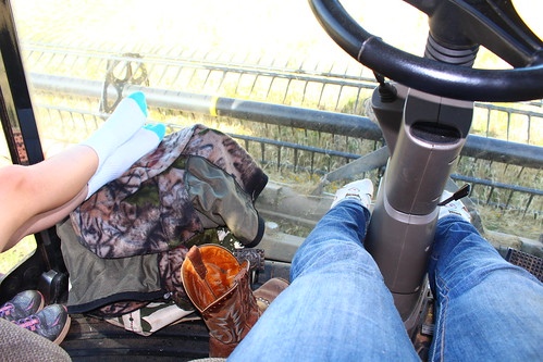 Shoes are optional in my combine cab.