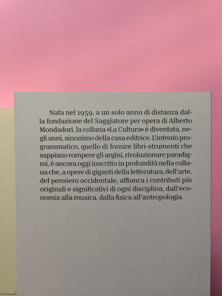La Cultura, il Saggiatore, Milano 2016. Bandella posteriore (part.), 1