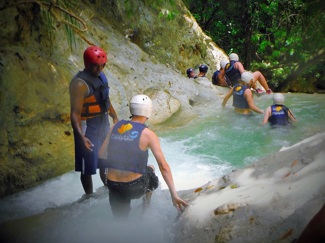 group dominican republic waterfall jumping