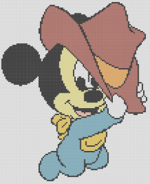 Preview of Free Cross Stitch Patterns: Cute Cowboy Baby Mickey